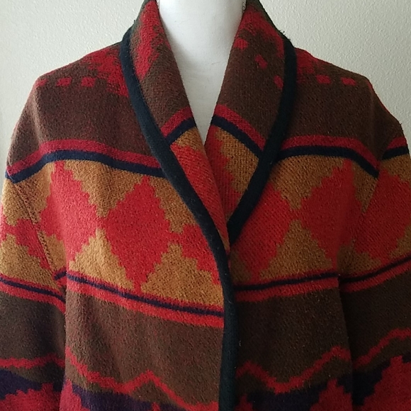 Vtg Miss New Yorker Southwestern Blanket Jacket - Picture 2 of 14